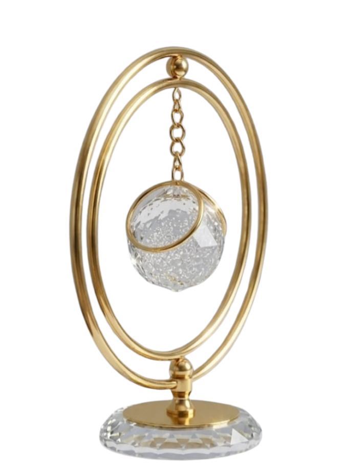 Golden Crystal Ball Pendant Decorative Stand