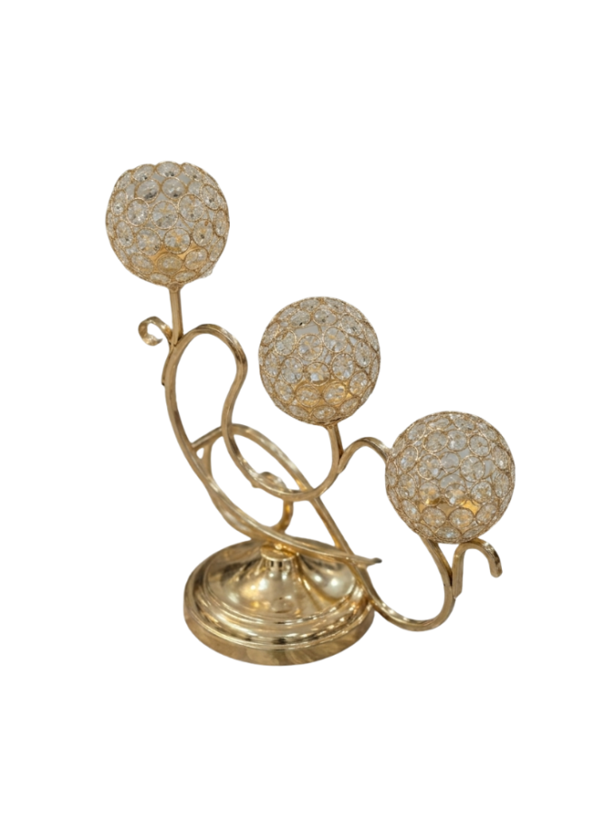 Gold-Tone 3-Branch Crystal Ball Table top Ornament
