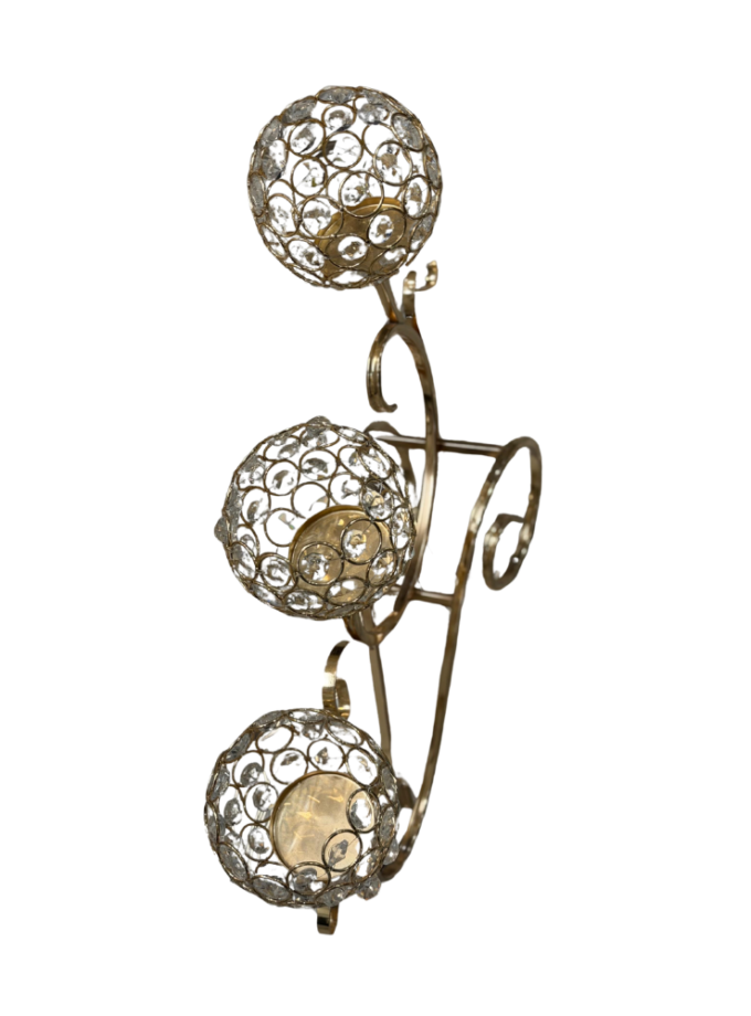 Gold-Tone 3-Branch Crystal Ball Table top Ornament